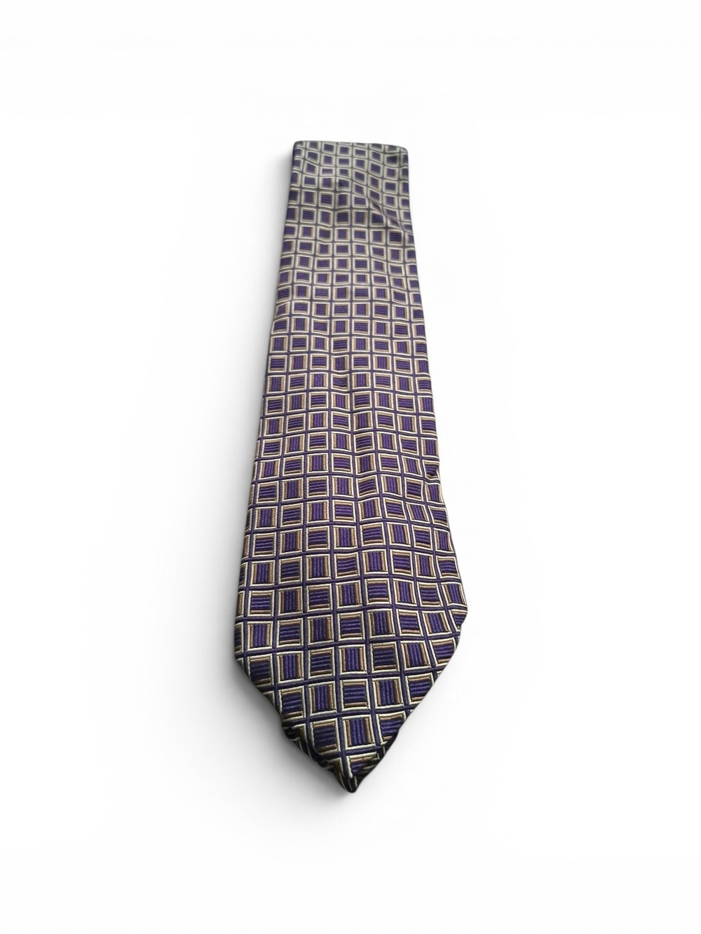 Men's Purple Square-Pattern Silk Tie